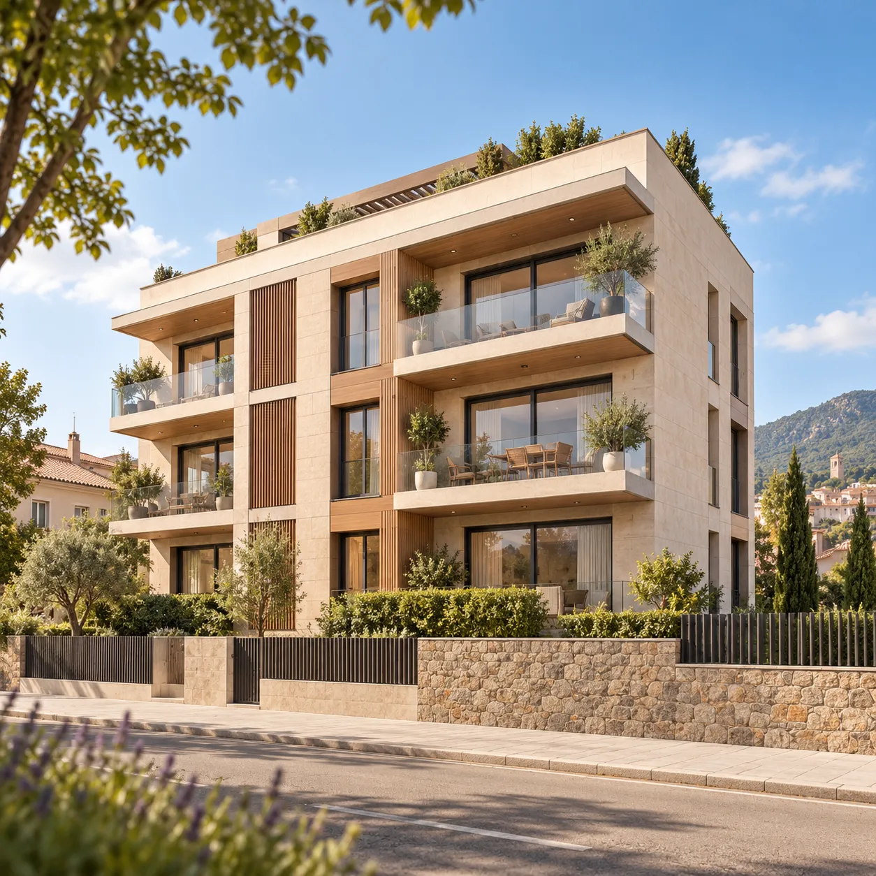 Visualización conceptual de edificio residencial de 14 viviendas en el Vallès Oriental