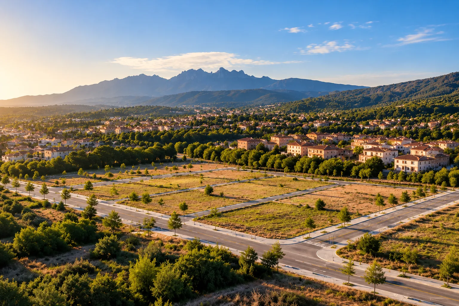 Vista aérea conceptual de desarrollo residencial en el Vallès Oriental